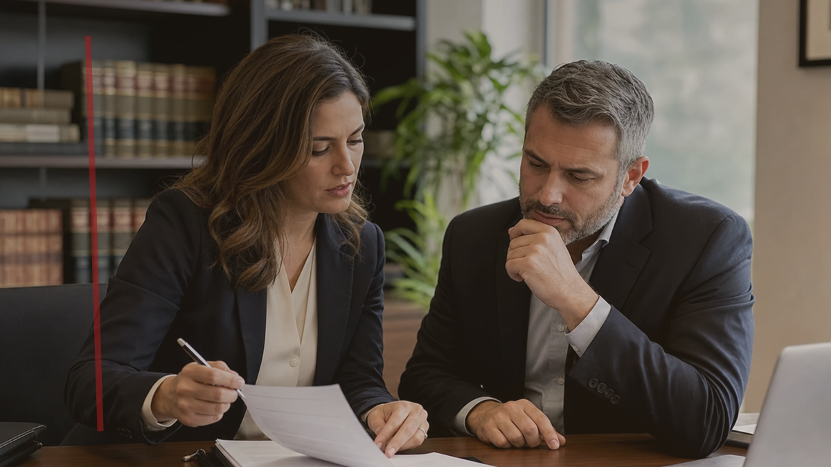 Imagen editorial humana Taxea: Asesor revisando sucesion de empresa familiar.